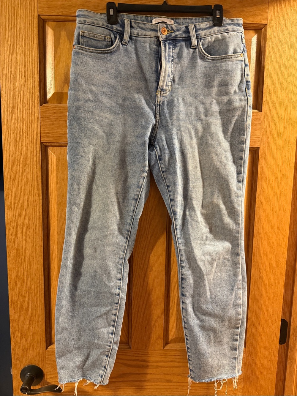 LC Lauren Conrad Skinny Mid-Rise Light Wash Raw Hem Jeans Size- 12